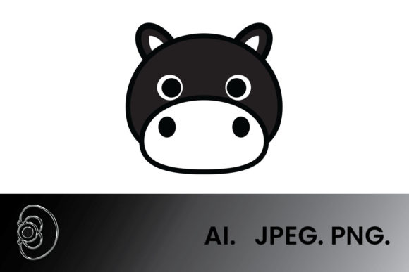 Download Black and White Cute Hippo Illustration - Illustration Collection