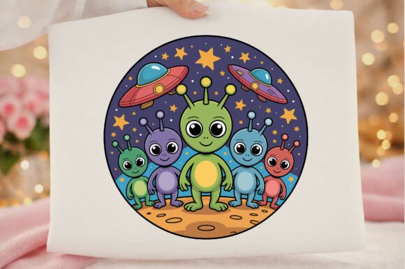 Download Cute Cartoon Aliens and UFOs in Space - Cartoon Collection