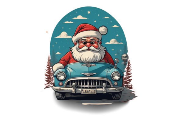 Download Cute Santa with Car Illustration Design - Illustration Collection