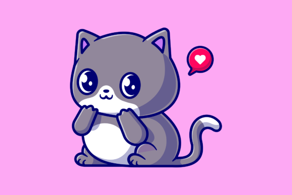 Download Cute Shy Cat Cartoon Illustration - Cat cartoon Collection