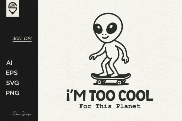 Download Cool Alien Skateboarder Illustration - Illustration Collection