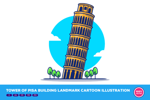 Download Tower of Pisa Building Landmark Cartoon - Cartoon Collection