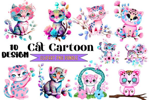 Download Vintage Cat Cartoon Clipart Bundle - Cat cartoon Collection