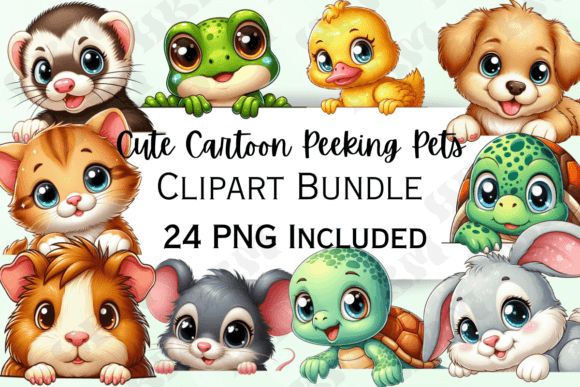 Download Cute Cartoon Peeking Pets Clipart - Premium Resources