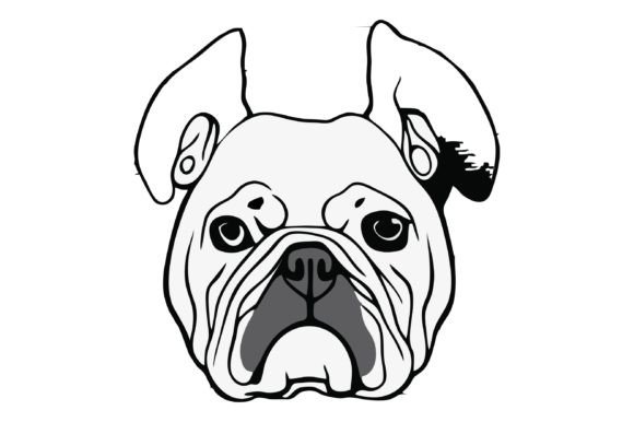 Download Little Buldog Head Line Art Design - Dog head Collection