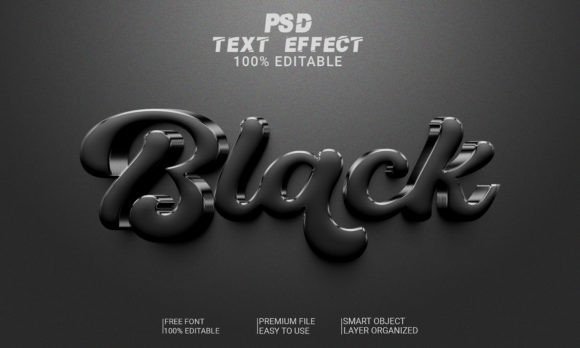Download Black 3D Text Effect PSD File - Psd file Collection