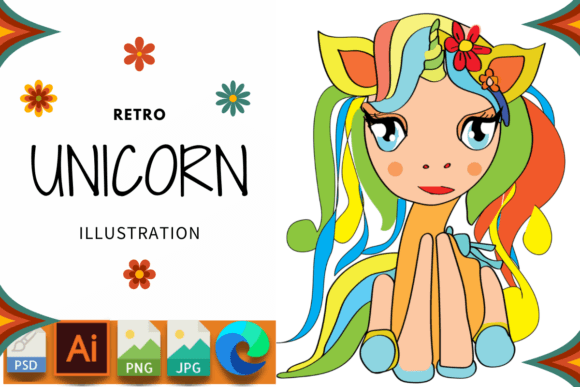Download RETRO UNICORN ILLUSTRATION - Illustration Collection