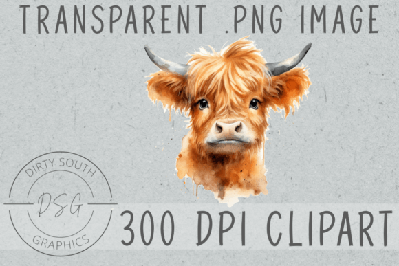 Download Watercolor Baby Highland Cow Calf - Premium Resources
